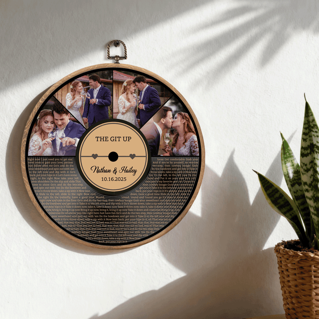 Personalized Song Lyrics Vinyl Record - Framed Round Wall Art - KAMI19