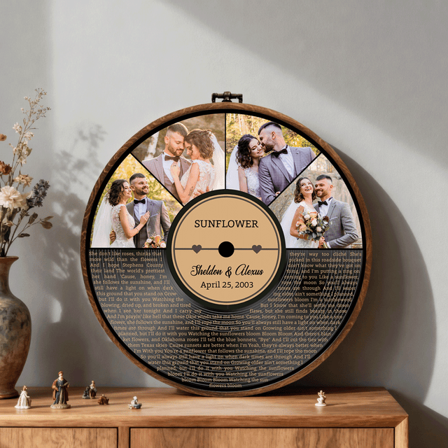 Personalized Song Lyrics Vinyl Record - Framed Round Wall Art - KAMI19
