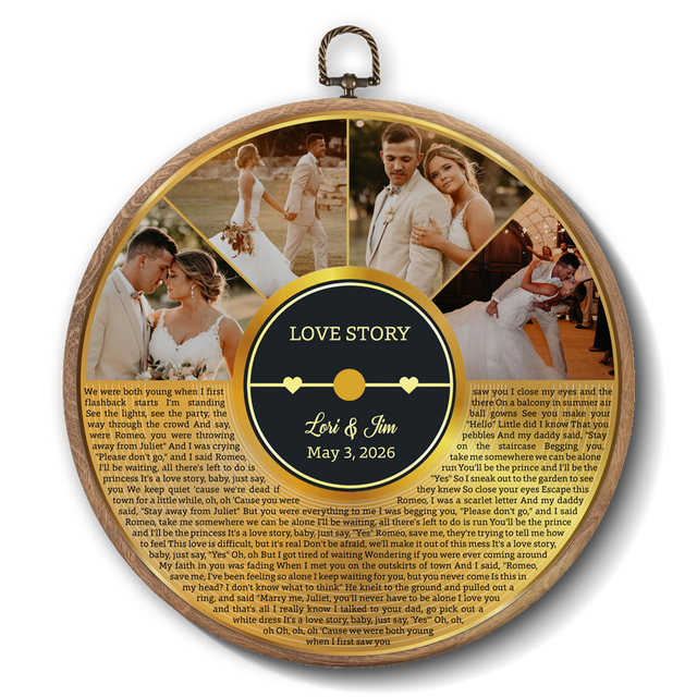 Personalized Song Lyrics Vinyl Record - Framed Round Wall Art - KAMI19
