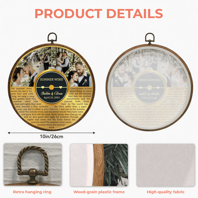 Personalized Song Lyrics Vinyl Record - Framed Round Wall Art - KAMI19