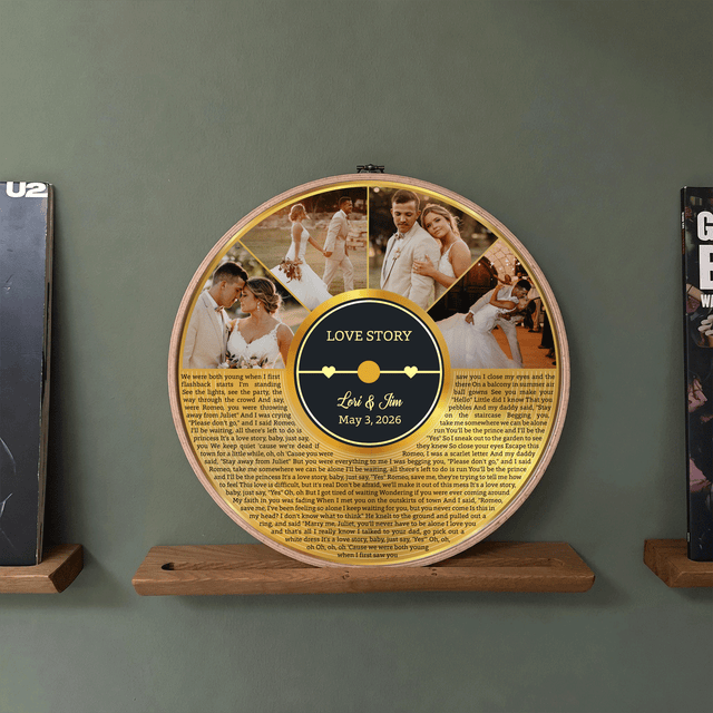 Personalized Song Lyrics Vinyl Record - Framed Round Wall Art - KAMI19