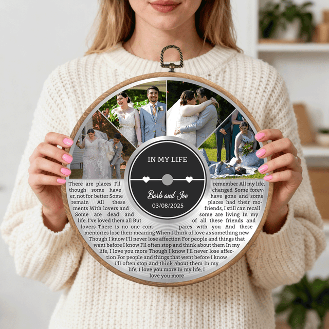 Personalized Song Lyrics Vinyl Record - Framed Round Wall Art - KAMI19