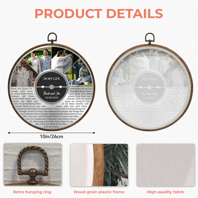 Personalized Song Lyrics Vinyl Record - Framed Round Wall Art - KAMI19