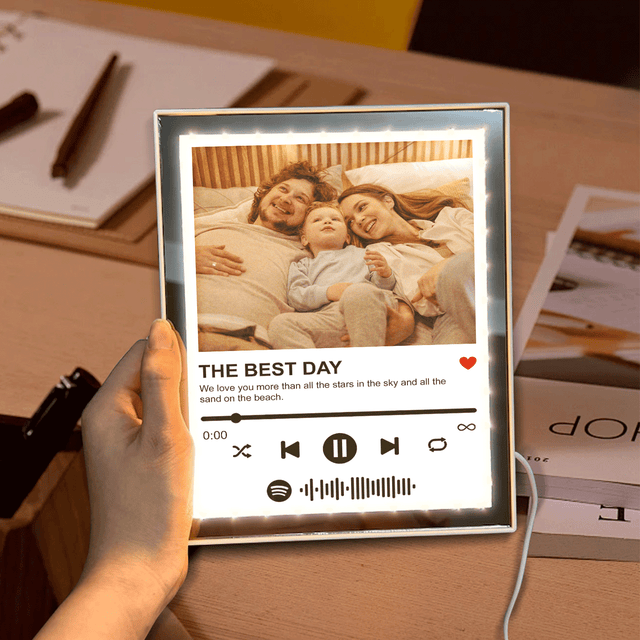 Custom LED Mirror Frame Lamp – Personalized Song, Photo & Music Player Style