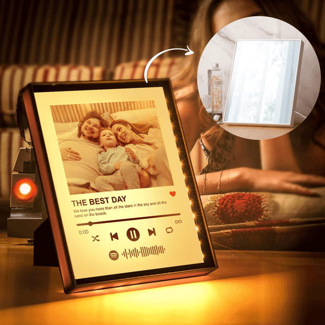 Custom LED Mirror Frame Lamp – Personalized Song, Photo & Music Player Style