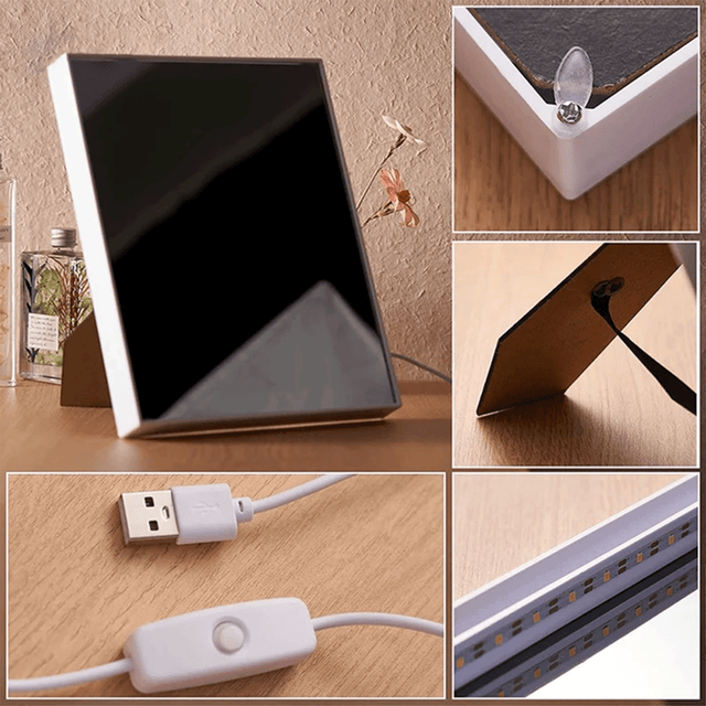 Custom LED Mirror Frame Lamp – Personalized Song, Photo & Music Player Style