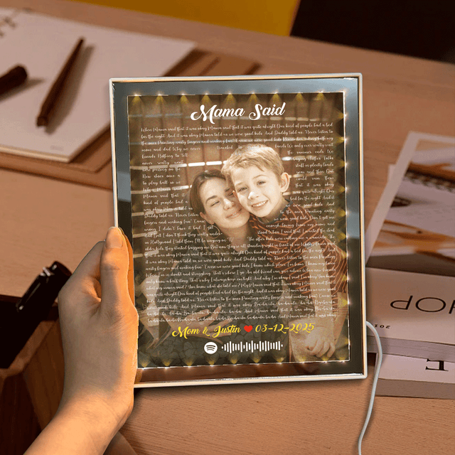 Personalized Photo, Song Lyrics & Name - Custom LED Mirror Frame Lamp