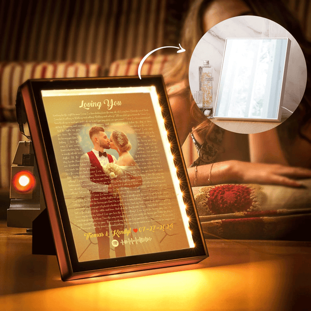Personalized Photo, Song Lyrics & Name - Custom LED Mirror Frame Lamp