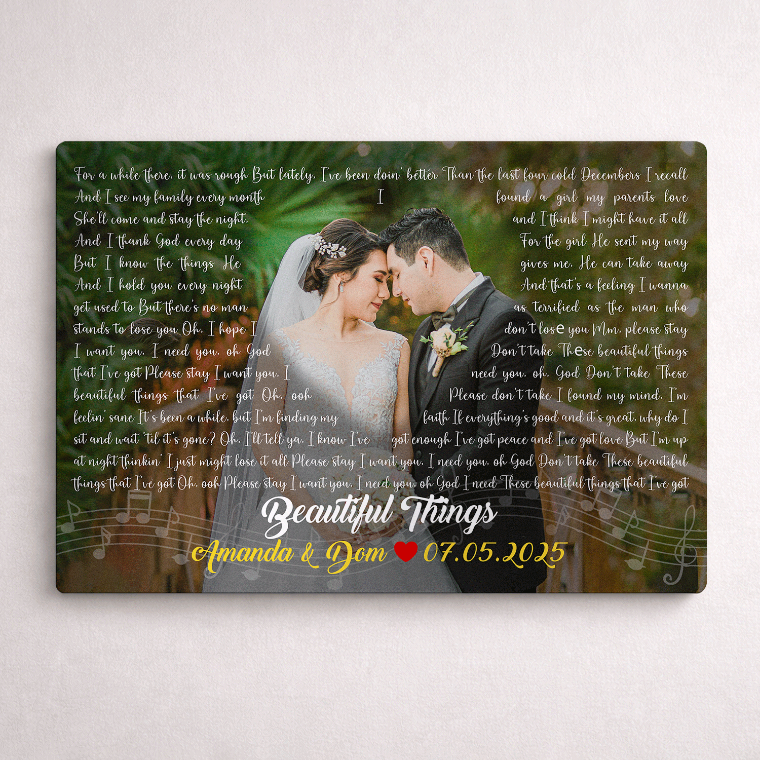 Personalized Photo & Song Lyrics Metal Print