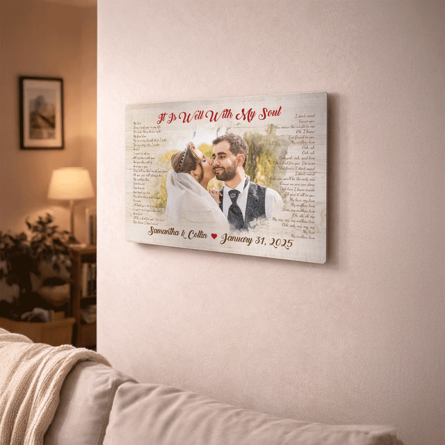 Personalized Wedding Photo & Song Lyrics Metal Print