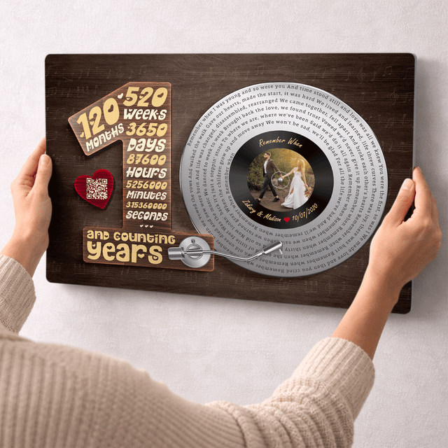 Personalized 10th Anniversary Vinyl Metal Print