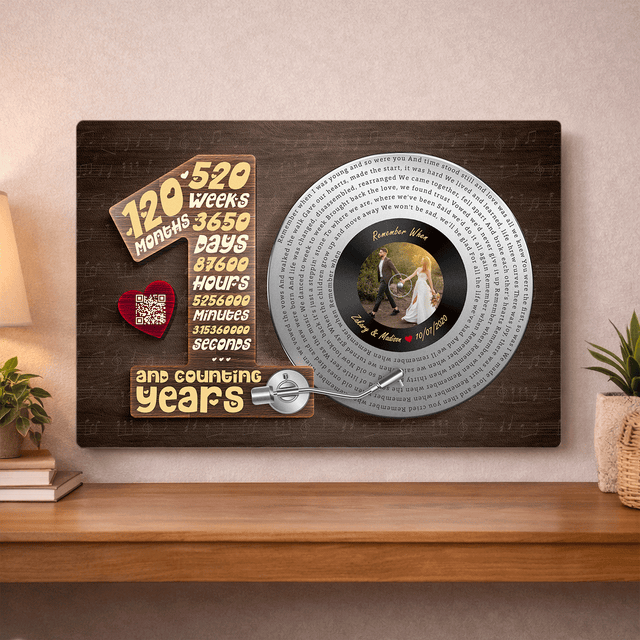 Personalized 10th Anniversary Vinyl Metal Print