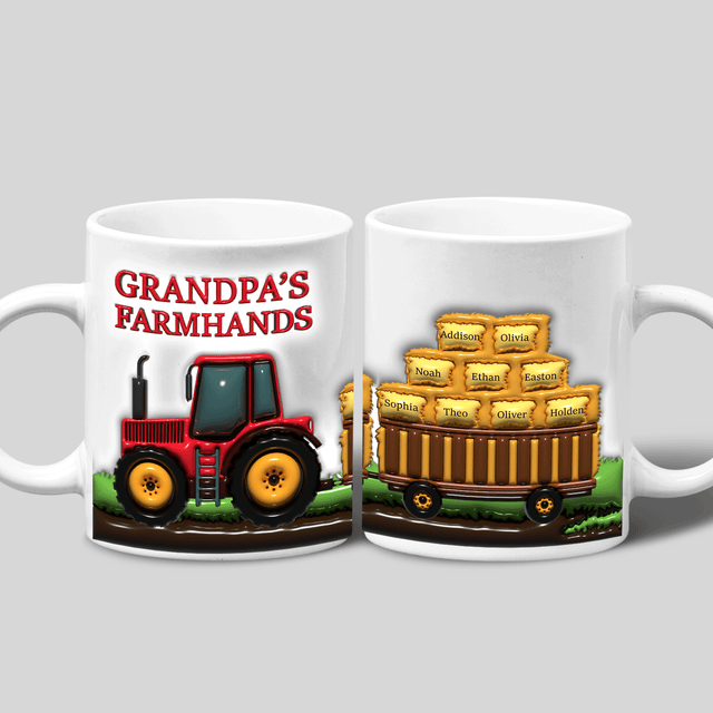 Daddy's Farmhands, Custom 3D Inflated Effect Printed Mug