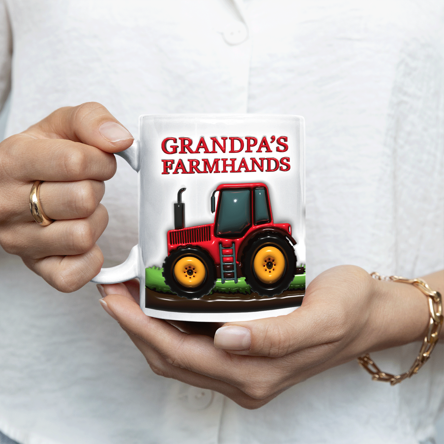 Daddy's Farmhands, Custom 3D Inflated Effect Printed Mug