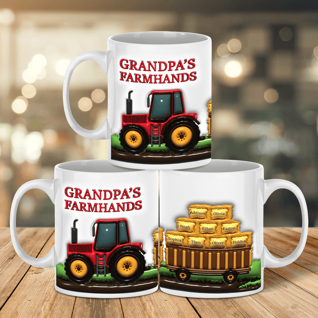 Daddy's Farmhands, Custom 3D Inflated Effect Printed Mug