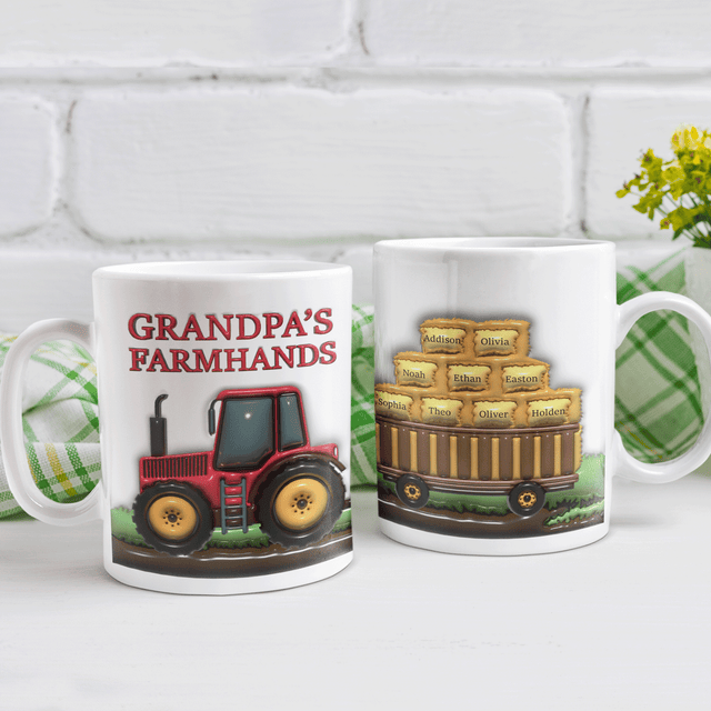 Daddy's Farmhands, Custom 3D Inflated Effect Printed Mug