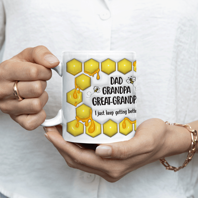 Dad Grandpa Beehive, Custom 3D Inflated Effect Printed Mug