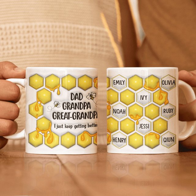Dad Grandpa Beehive, Custom 3D Inflated Effect Printed Mug