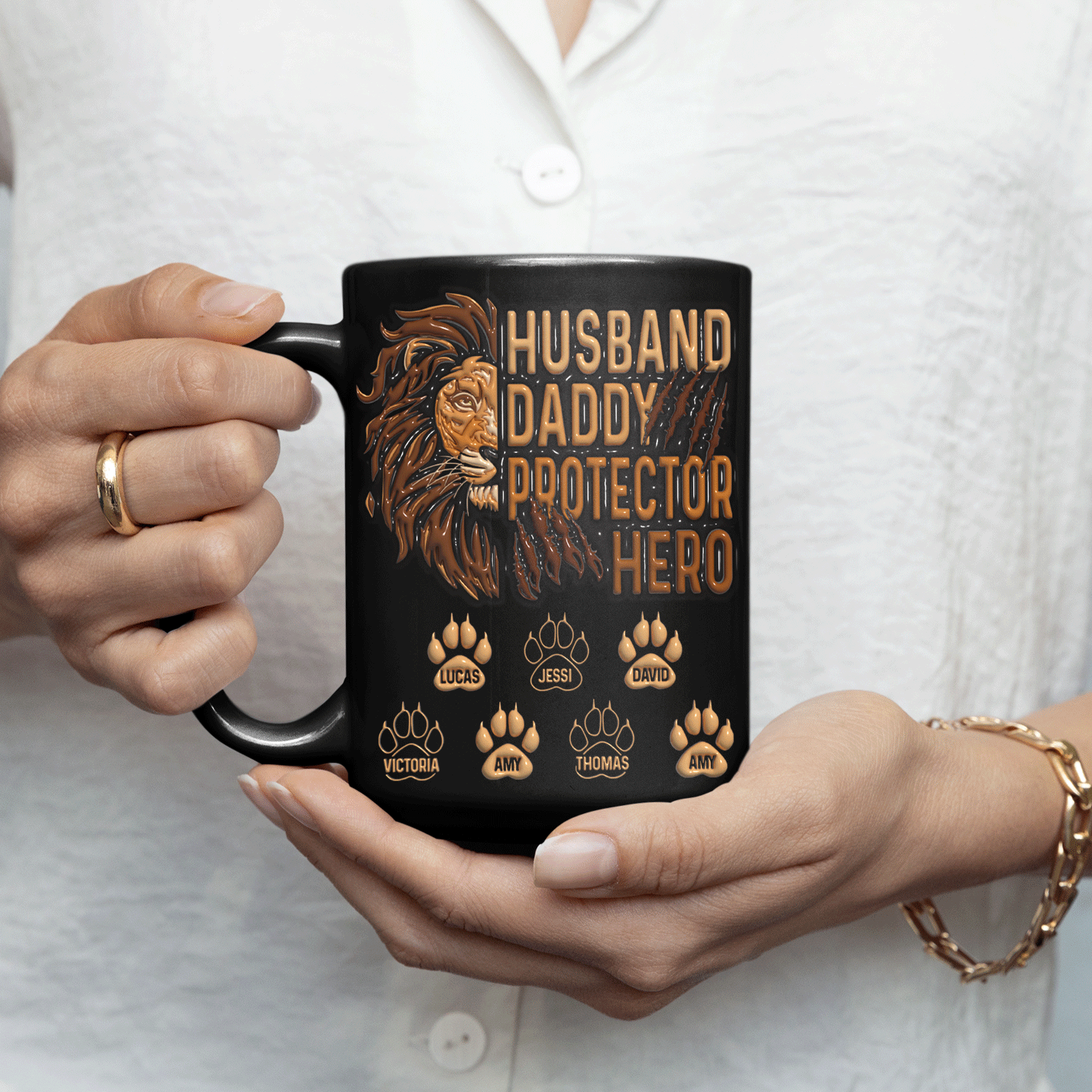 Husband Daddy Protector Hero Custom 3D Inflated Effect Printed Mug