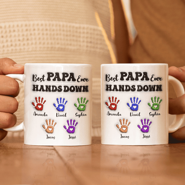 Best Papa Ever Hands Down Custom 3D Inflated Effect Printed Mug