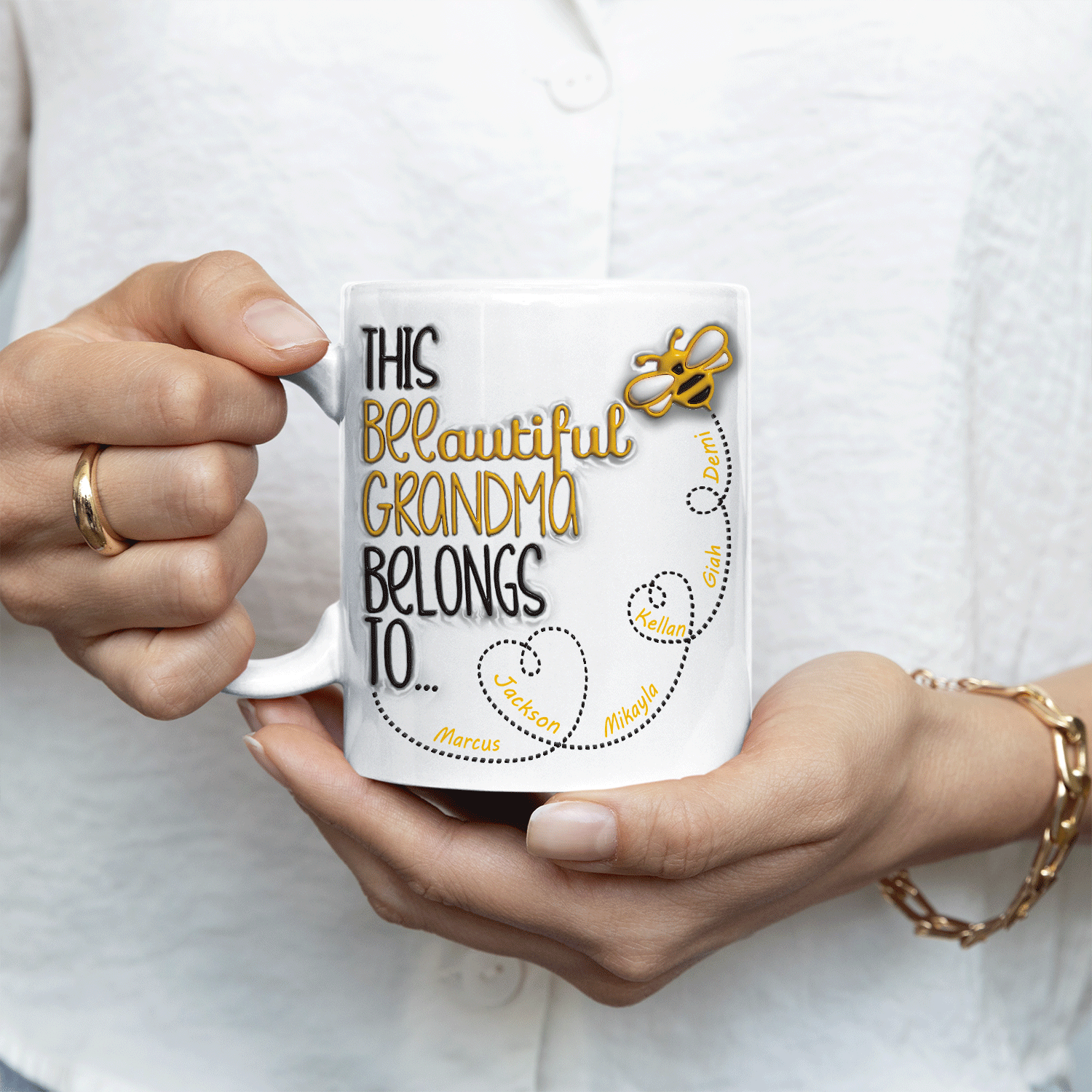 BEEautiful Grandma Custom 3D Inflated Effect Printed Mug