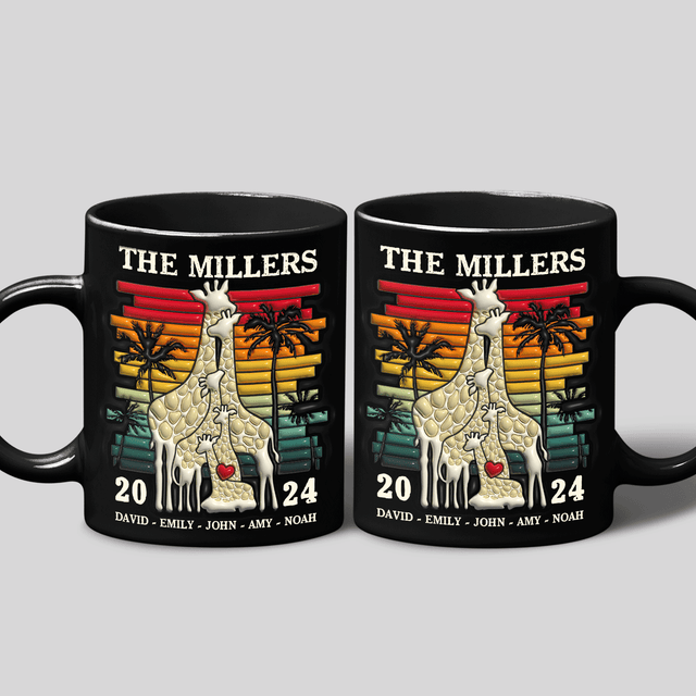 The Giraffe Family Custom 3D Inflated Effect Printed Mug