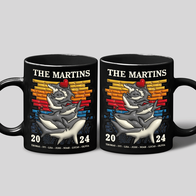 The Shark Family Custom 3D Inflated Effect Printed Mug