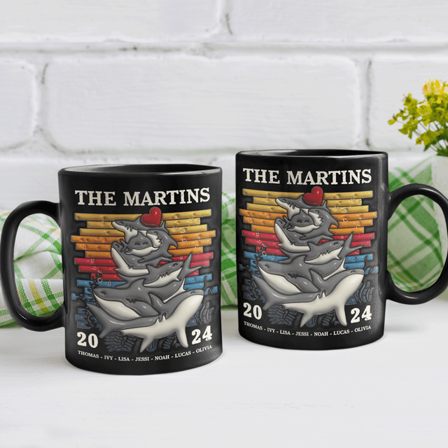 The Shark Family Custom 3D Inflated Effect Printed Mug