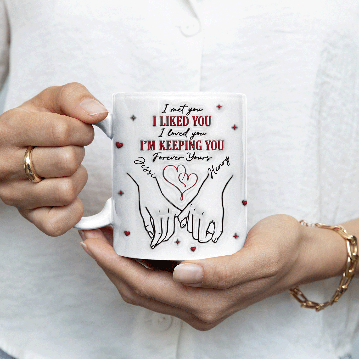 Hand Holding Heart Custom 3D Inflated Effect Printed Photo Mug