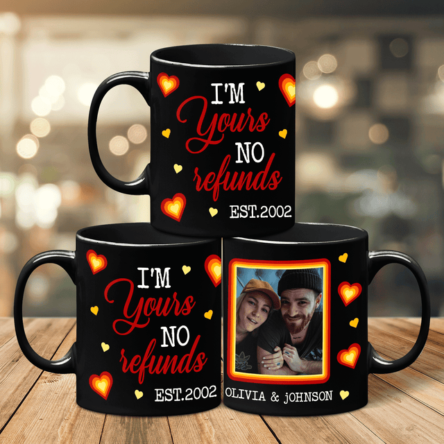 I'm Yours No Refund 3D Inflated Effect Printed Black Mug