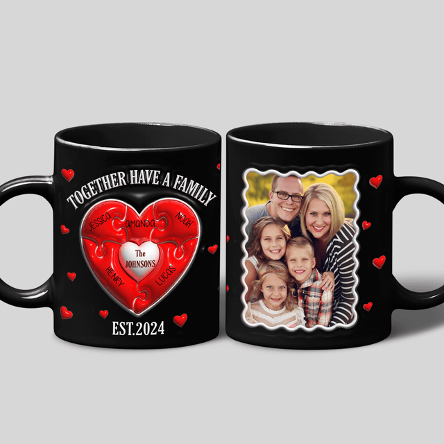 Heart Puzzle Custom 3D Inflated Effect Printed Photo Mug