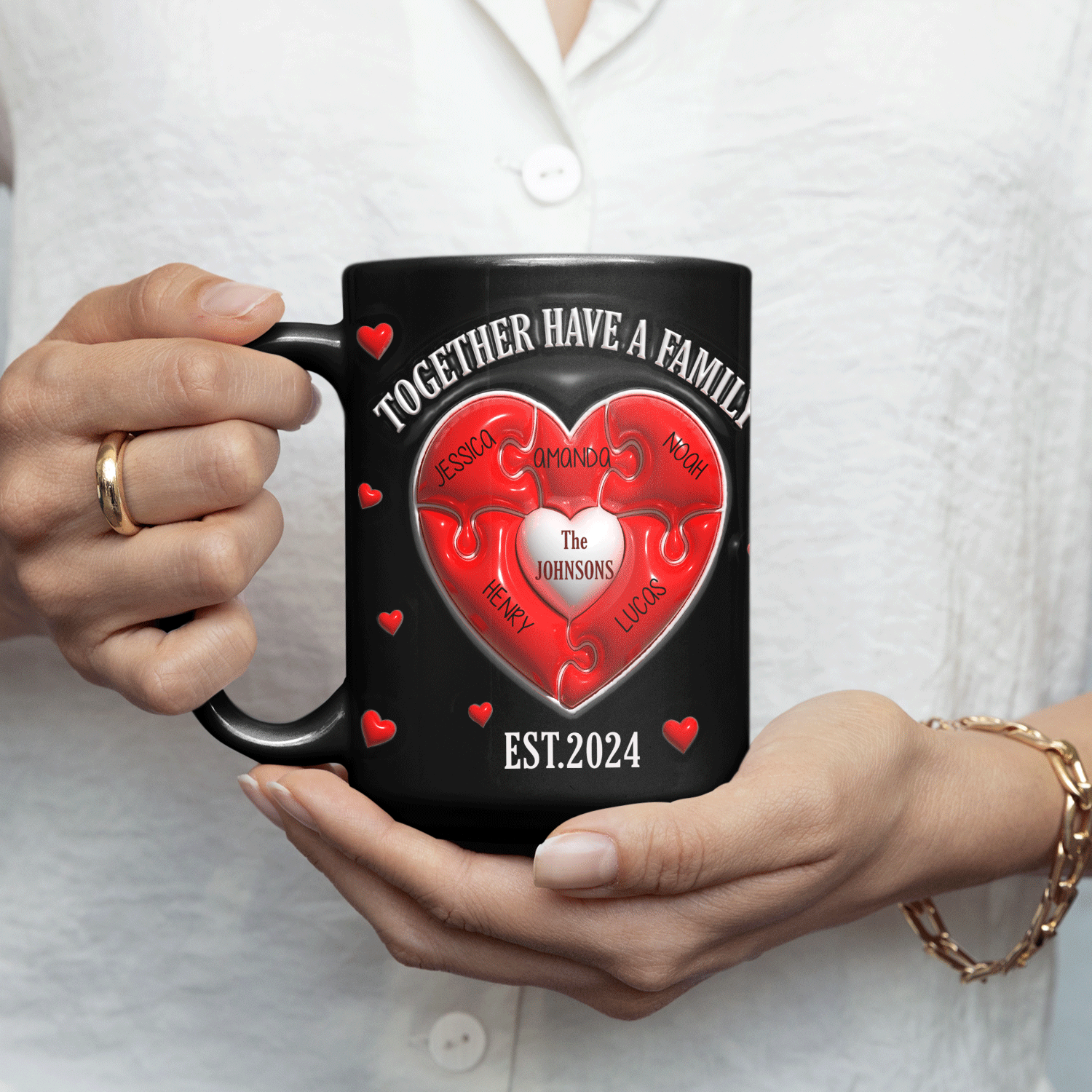 Heart Puzzle Custom 3D Inflated Effect Printed Photo Mug
