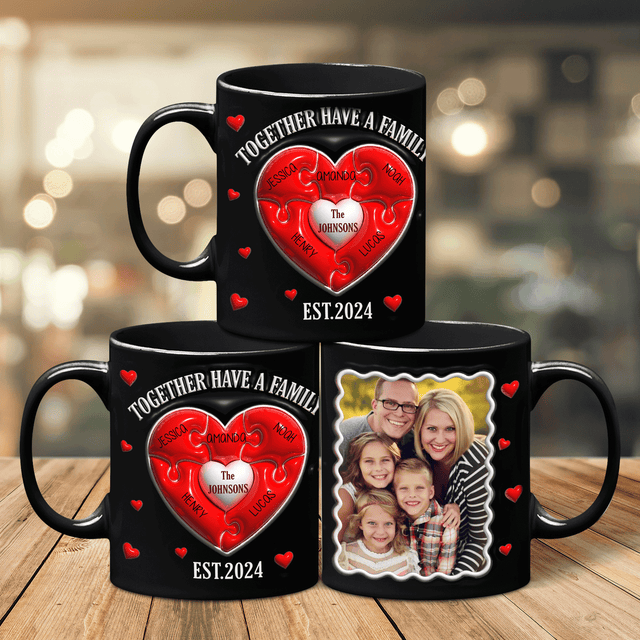 Heart Puzzle Custom 3D Inflated Effect Printed Photo Mug