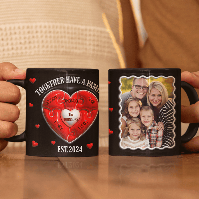 Heart Puzzle Custom 3D Inflated Effect Printed Photo Mug