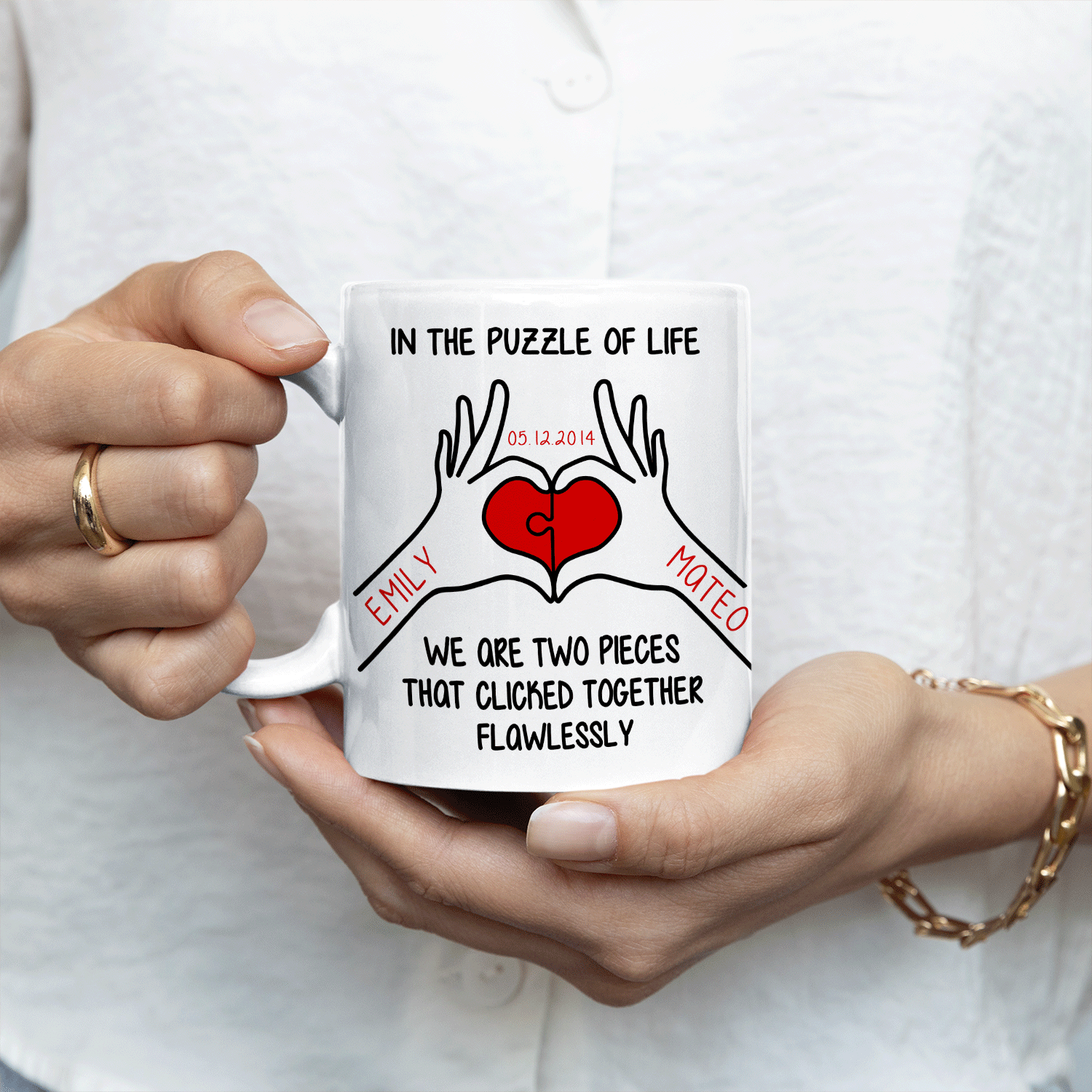 Two Pieces Clicked Together Custom 3D Inflated Effect Printed Mug