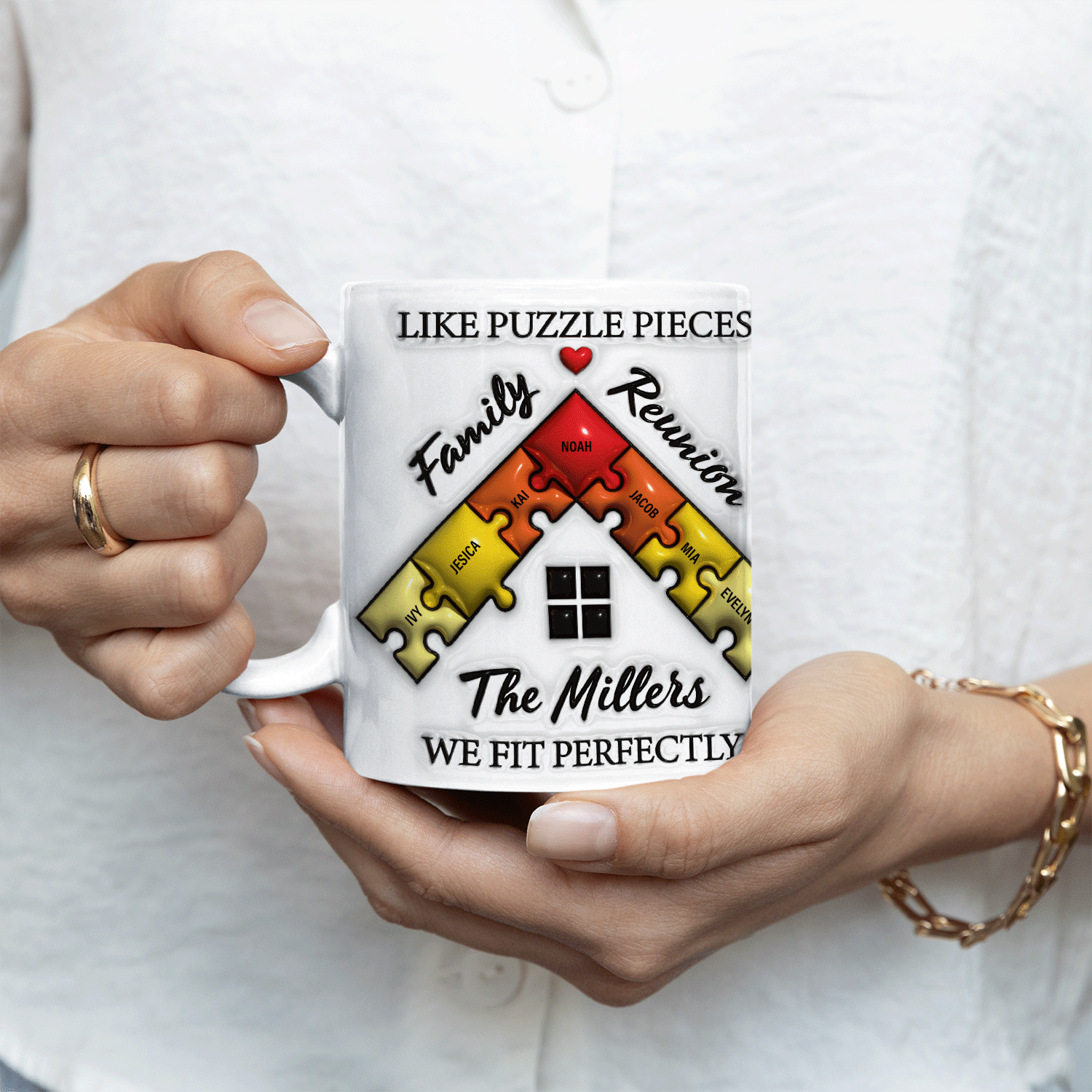 Family Reunion Puzzle Custom 3D Inflated Effect Printed Photo Mug