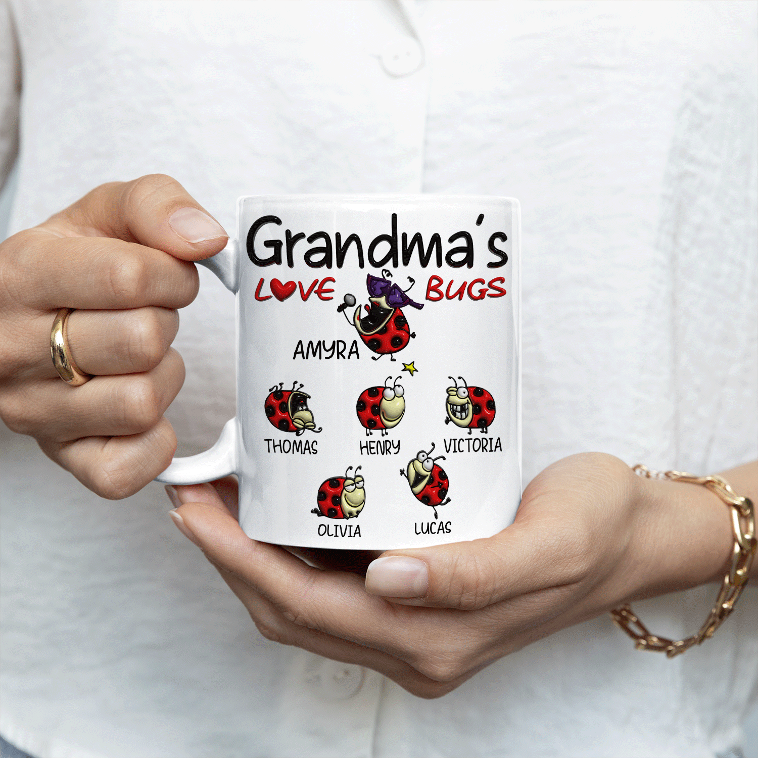 Grandma's Love Bugs Custom 3D Inflated Effect Printed Mug