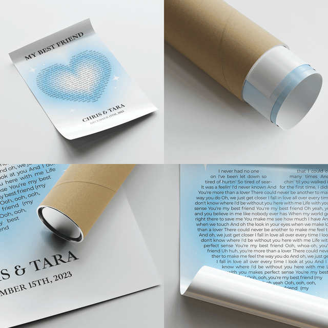 Ice Blue Heart Shaped Framed Art Print, Custom Song Lyrics & Name