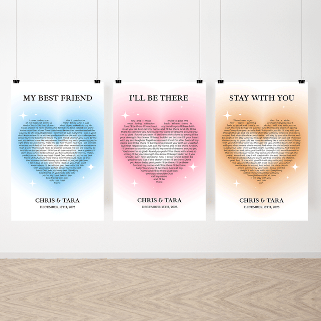 Ice Blue Heart Shaped Framed Art Print, Custom Song Lyrics & Name
