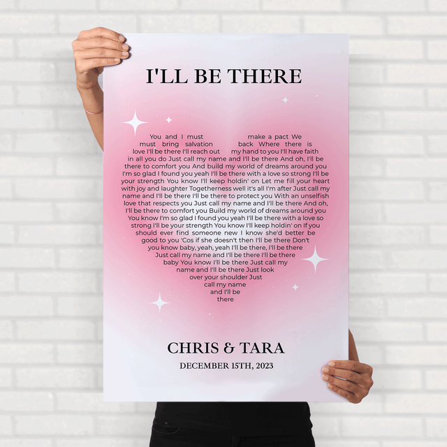 Heart Shaped Song Lyrics Framed Art Print, Tickled Pink Color
