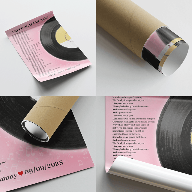 Personalized Song Lyrics Vinyl Record, Tickled Pink Framed Art Print