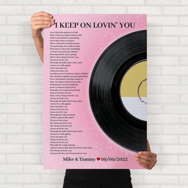 Personalized Song Lyrics Vinyl Record, Tickled Pink Framed Art Print