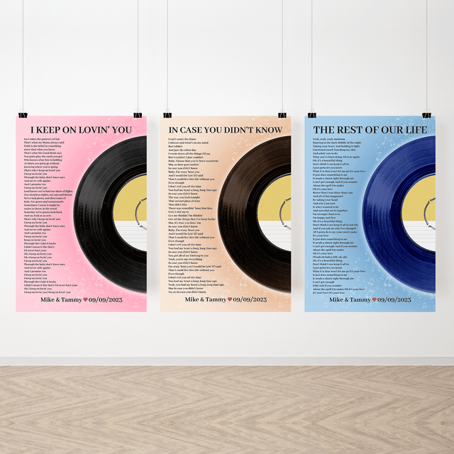 Personalized Song Lyrics Vinyl Record, Tickled Pink Framed Art Print