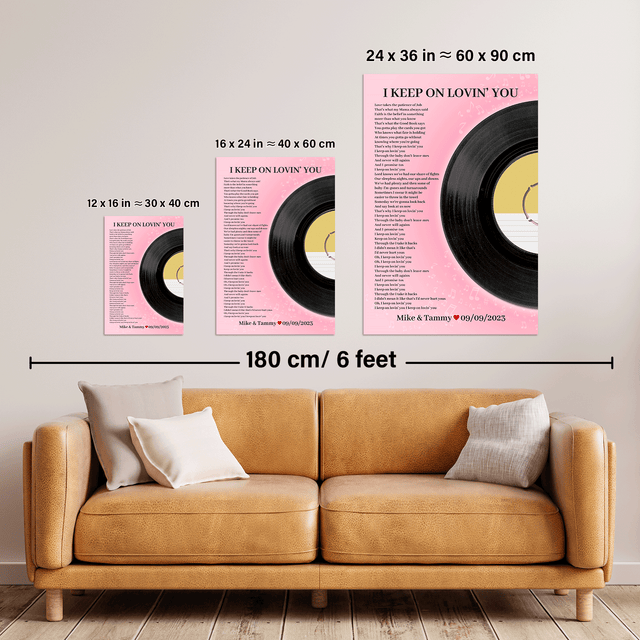 Personalized Song Lyrics Vinyl Record, Tickled Pink Framed Art Print