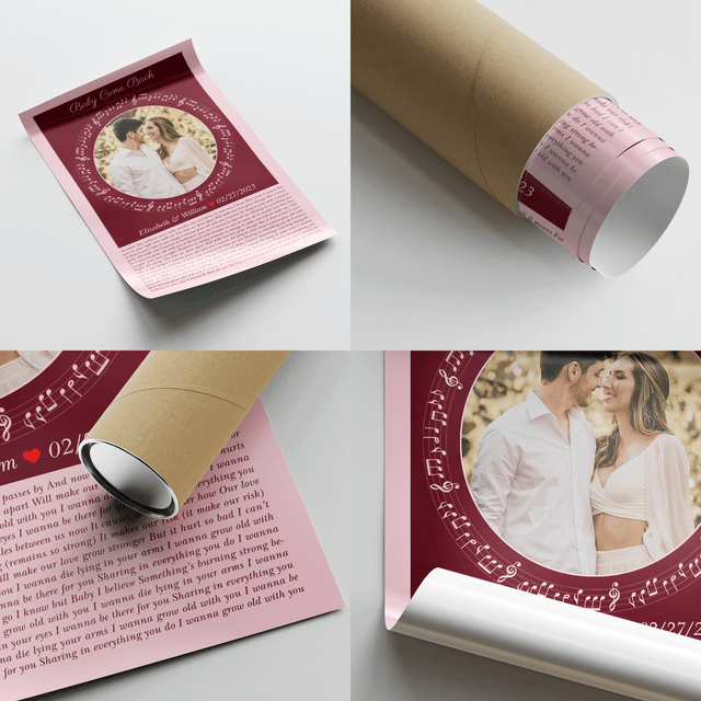 Circular Photo Tickled Pink Framed Art Print, Custom Song Lyrics & Name