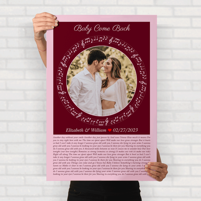 Circular Photo Tickled Pink Framed Art Print, Custom Song Lyrics & Name