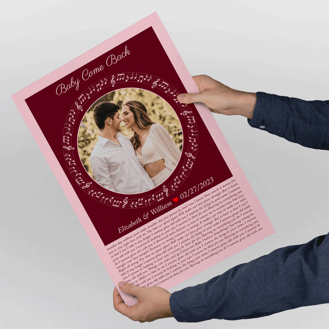 Circular Photo Tickled Pink Framed Art Print, Custom Song Lyrics & Name