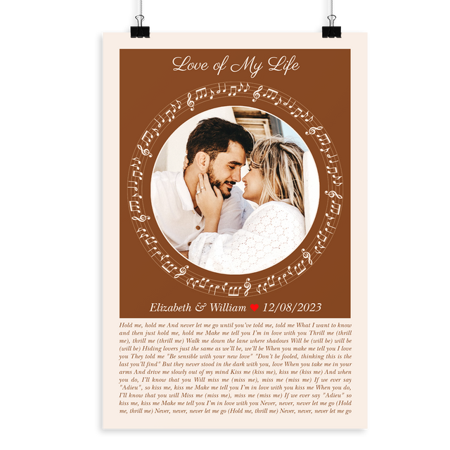 Circular Photo Sandy Framed Art Print, Custom Song Lyrics & Name