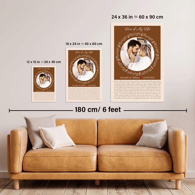 Circular Photo Sandy Framed Art Print, Custom Song Lyrics & Name