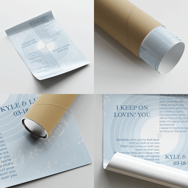 Vinyl Record Minimalist Pastel Blue Framed Art Print, Custom Song Lyrics